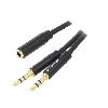 Cable Jack Cable doubleur Jack Stereo 3.5mm 3pin casque micro 4pin - 1x Femelle 2x Male
