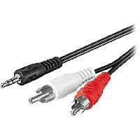 Cable Jack - Rca Cable adaptateur jack 3.5mm M vers 2xRCA M - 15m