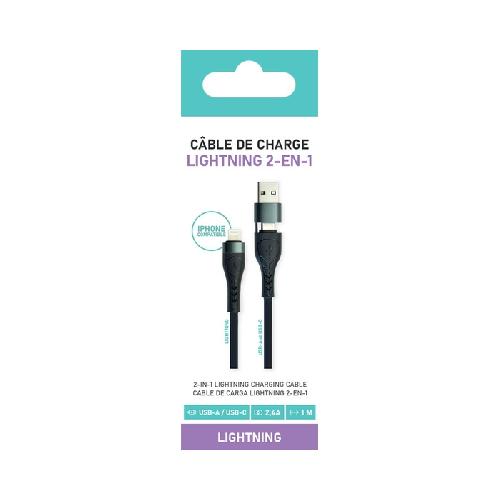 Cable - Connectique Telephone Cable ligthning - entree Type C - USB A SD x10