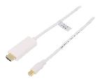 Cable - Connectique Pour Peripherique Cable mini DisplayPort 1.2 prise male HDMI prise male 3D 4K 1m - Blanc