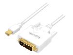 Cable - Connectique Pour Peripherique Cable mini DisplayPort 1.2 vers DVI 4K UHD 3m - Blanc