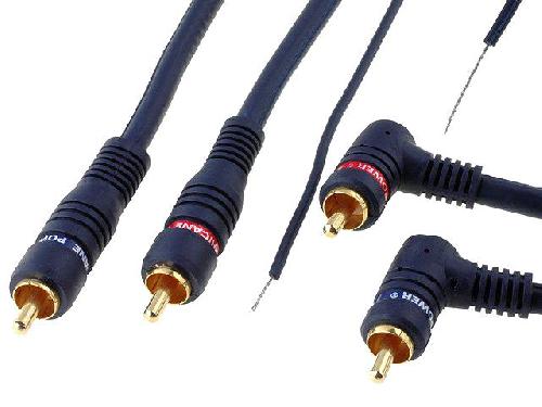 Cables changeur CD Cable RCA 2 angulaires dore 5m