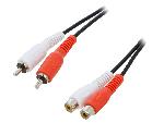 Cables RCA 2 Canaux Cable RCA femelle x2 RCA male x2 5m - Noir