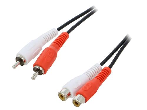 Cables RCA 2 Canaux Cable RCA femelle x2 RCA male x2 5m - Noir