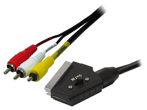 Cable - Connectique Tv - Video - Son Cable RCA male x3 SCART prise male 2m - Noir