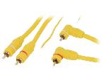 Cables RCA 2 Canaux Cable- RCA prise x2.RCA prise x2 angulaire.pilotage- 5m- jaune