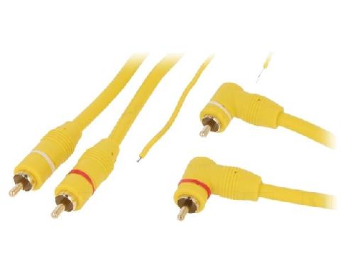 Cables RCA 2 Canaux Cable- RCA prise x2.RCA prise x2 angulaire.pilotage- 5m- jaune