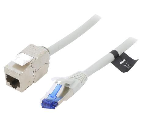Cable - Adaptateur Reseau - Telephonie Cable reseau RJ45 male S-FTP 6a gris 1m