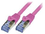 Cable - Adaptateur Reseau - Telephonie Cable reseau RJ45 male S-FTP Cat 6a rose- 0.5m