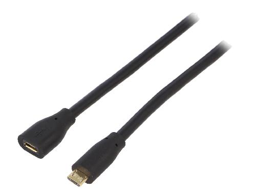 Cable - Connectique Telephone Cable USB 2.0 port USB B micro USB B micro prise male 1.5m - Noir