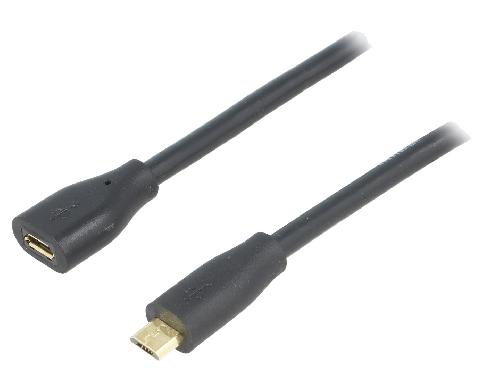 Cable - Connectique Telephone Cable USB 2.0 port USB B micro USB B micro prise male 100cm - Noir