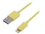 Cable - Connectique Telephone Cable USB 2.0 prise Lightning USB A male 100cm - Jaune