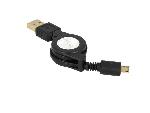 Cable - Connectique Telephone Cable USB 2.0 retractable USB A male USB B micro male 0.75m - Noir