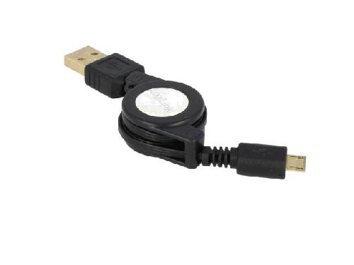 Cable - Connectique Telephone Cable USB 2.0 retractable USB A male USB B micro male 0.75m - Noir