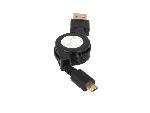 Cable - Connectique Telephone Cable USB 2.0 retractable USB A male USB B micro male 0.75m - Noir