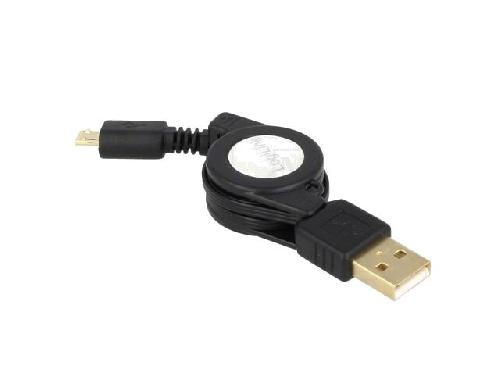 Cable - Connectique Telephone Cable USB 2.0 retractable USB A male USB B micro male 0.75m - Noir