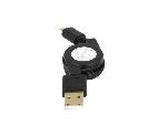 Cable - Connectique Telephone Cable USB 2.0 retractable USB A male USB B micro male 0.75m - Noir