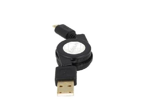 Cable - Connectique Telephone Cable USB 2.0 retractable USB A male USB B micro male 0.75m - Noir