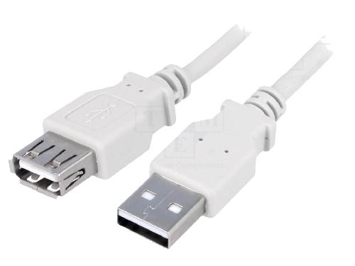 Cable - Connectique Telephone Cable USB 2.0 USB A femelle USB A male 1.8m - Gris