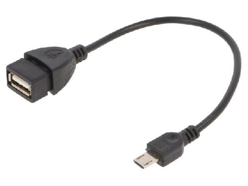 Cable - Connectique Pour Peripherique Cable USB 2.0 USB A femelle vers prise USB B micro male 0.15m - Noir