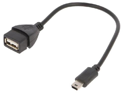 Cable - Connectique Pour Peripherique Cable USB 2.0 USB A femelle vers prise USB B mini male 0.15m - Noir