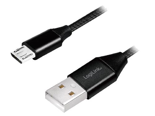 Cable - Connectique Telephone Cable USB 2.0 USB A male USB B micro male 0.3m - Noir