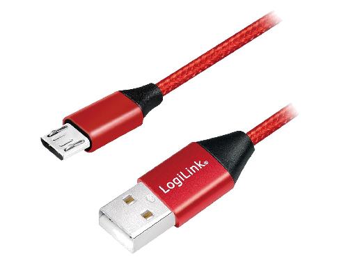 Cable - Connectique Telephone Cable USB 2.0 USB A male USB B micro male 0.3m - Rouge