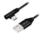 Cable - Connectique Telephone Cable USB 2.0 USB A male USB B micro prise male angulaire 1m - Noir