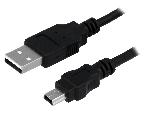 Cable - Connectique Telephone Cable USB 2.0 USB A male USB B mini prise male 1.8m - Noir