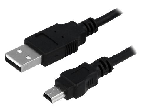 Cable - Connectique Telephone Cable USB 2.0 USB A male USB B mini prise male 1.8m - Noir