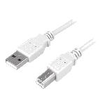 Cable USB 2.0 USB A male USB B prise male 1.8m - Gris