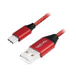 Cable USB 2.0 USB A male USB C male 100cm - Rouge