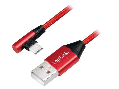 Cable - Connectique Pour Peripherique Cable USB 2.0 USB A male USB C prise male angulaire 1m - Rouge