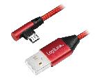 Cable - Connectique Telephone Cable USB 2.0 USB A male vers USB B micro prise male angulaire 1m - Rouge