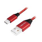 Cable USB 2.0 USB A male vers USB C male 100cm - Rouge