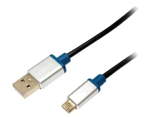 Cable - Connectique Telephone Cable USB 2.0 USB A prise male USB B micro prise male 1m - Noir