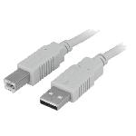 Cable USB 2.0 USB A prise male USB B prise male 5m - Gris clair