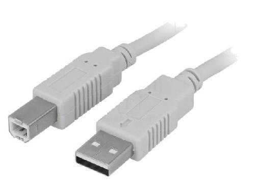 Cable - Connectique Telephone Cable USB 2.0 USB A prise male USB B prise male 5m - Gris clair