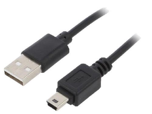 Cable - Connectique Pour Peripherique Cable- USB 2.0- USB A prise.USB B mini prise- nickele- 1.8m- noir