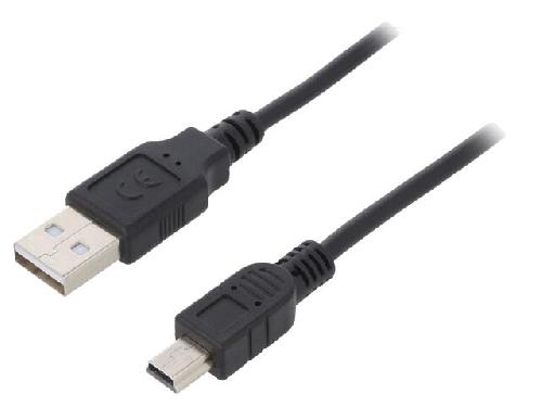 Cable - Connectique Pour Peripherique Cable- USB 2.0- USB A prise.USB B mini prise- nickele- 1m- noir