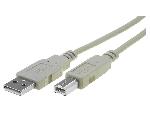 Cable - Connectique Pour Peripherique Cable- USB 2.0- USB A prise.USB B prise- nickele- 1.8m- gris