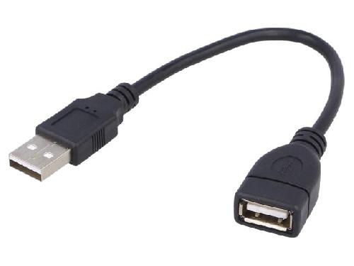 Cable - Connectique Pour Peripherique Cable- USB 2.0- USB A socle.USB A prise- nickele- 0.15m- noir