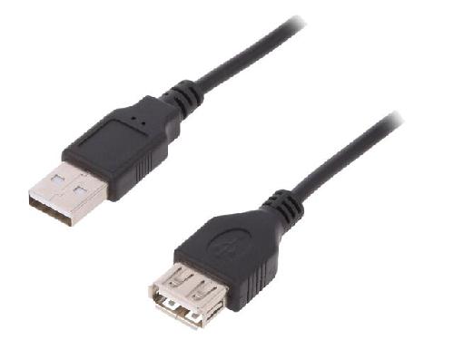 Cable - Connectique Pour Peripherique Cable- USB 2.0- USB A socle.USB A prise- nickele- 3m- noir