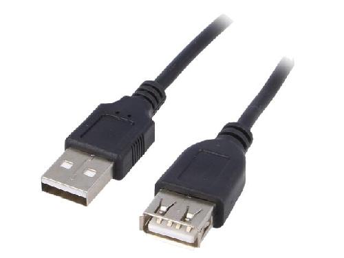 Cable - Connectique Pour Peripherique Cable- USB 2.0- USB A socle.USB A prise- nickele- 3m- noir