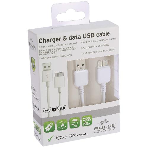 Cable - Connectique Pour Peripherique Cable USB 3.0 Samsung Galaxie 5 Note 3 et tablette 100cm - Blanc - Pulse