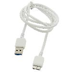 Cable - Connectique Pour Peripherique Cable USB 3.0 Samsung Galaxie 5 Note 3 et tablette 100cm - Blanc - Pulse