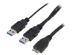 Cable - Connectique Telephone Cable USB 3.0 USB A femelle USB A male x2 0.6m - Noir