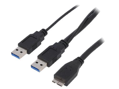 Cable - Connectique Telephone Cable USB 3.0 USB A femelle USB A male x2 1m - Noir