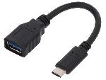 Cable - Connectique Pour Peripherique Cable USB 3.0 USB A femelle USB C male 150mm - Noir