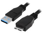 Cable - Connectique Telephone Cable USB 3.0 USB A male USB B micro prise male 1m - Noir